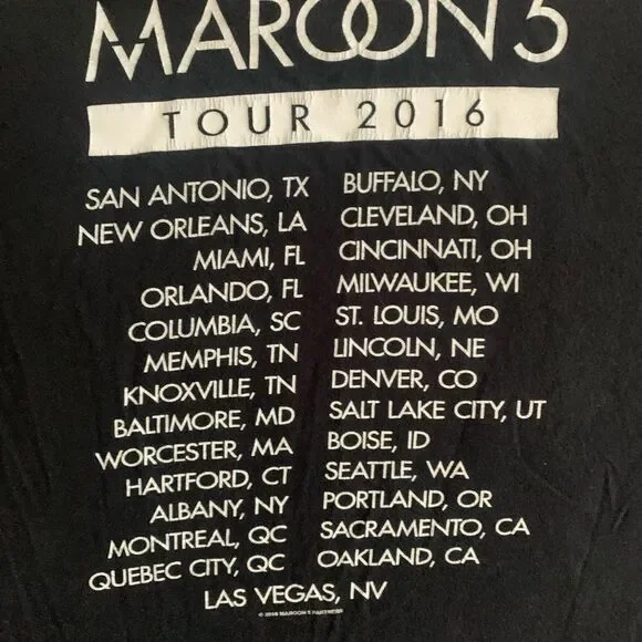 Maroon 5 2016 Tour Shirt - Picture 4 of 4